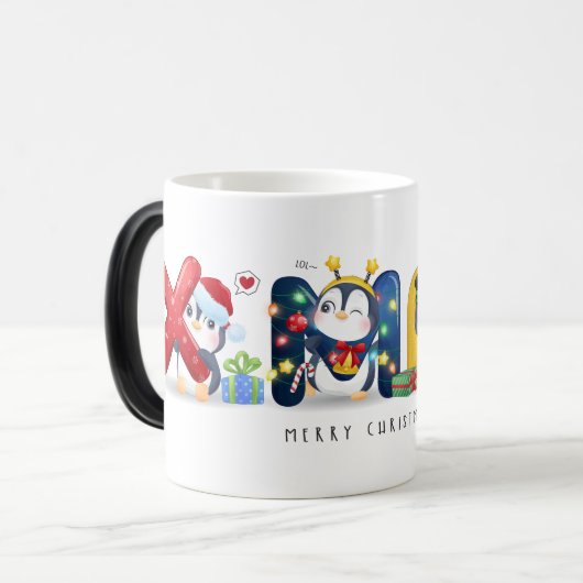 Feestelijke Pinguïns Kerst Mok (Voorkant links)