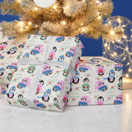 Feestelijke Pinguïns Patroon Kerst Inpakpapier