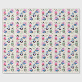 Feestelijke Pinguïns Patroon Kerst Inpakpapier (Vlak)