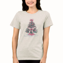 Feestelijke Pink Ribbon Christmas T-shirt
