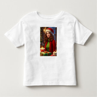 Feestelijke Pinup Beauty - Kunstdruk met kerstthem Kinder Shirts