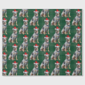 Feestelijke Plaid Blue Heeler Santa Dog Kerstmis Cadeaupapier (Vlak)