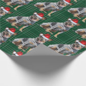 Feestelijke Plaid Blue Heeler Santa Dog Kerstmis Cadeaupapier (Hoek)