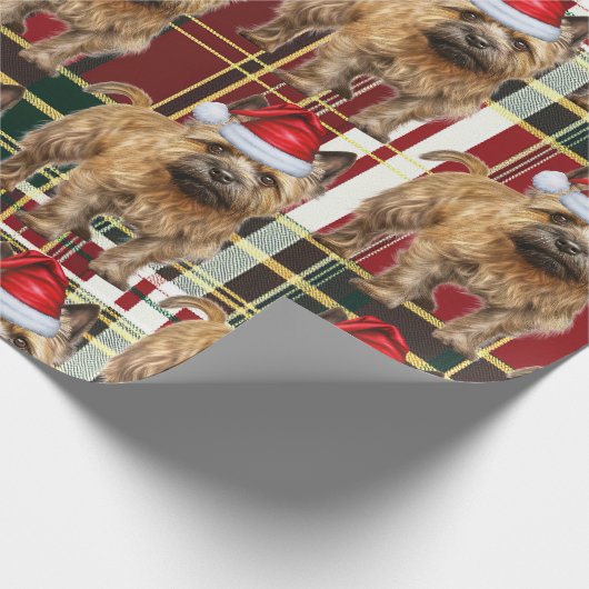 Feestelijke Plaid Cairn Terrier Hondenliefhebber K Cadeaupapier (Hoek)