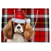 Feestelijke Plaid Cavalier Spaniel Hondenliefhebbe Groot Cadeauzakje (Voorkant)