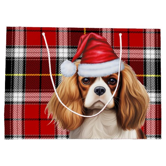 Feestelijke Plaid Cavalier Spaniel Hondenliefhebbe Groot Cadeauzakje (Achterkant)