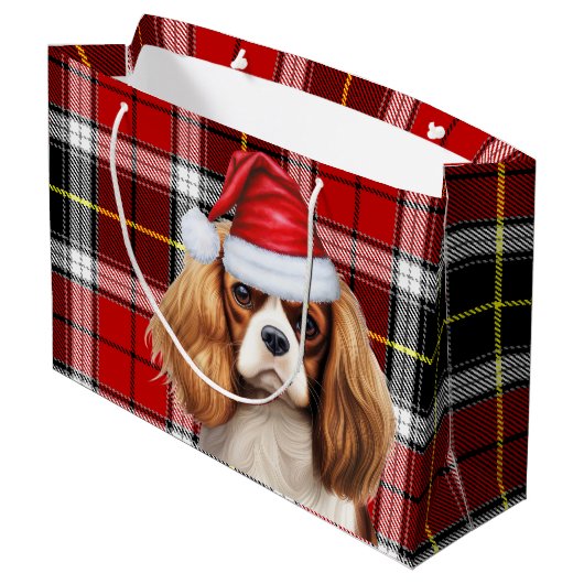 Feestelijke Plaid Cavalier Spaniel Hondenliefhebbe Groot Cadeauzakje (Achterkant Gekanteld)