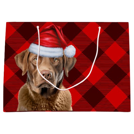 Feestelijke Plaid Chesapeake Bay Hondenliefhebber  Groot Cadeauzakje (Voorkant)