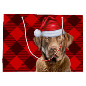 Feestelijke Plaid Chesapeake Bay Hondenliefhebber  Groot Cadeauzakje (Achterkant)