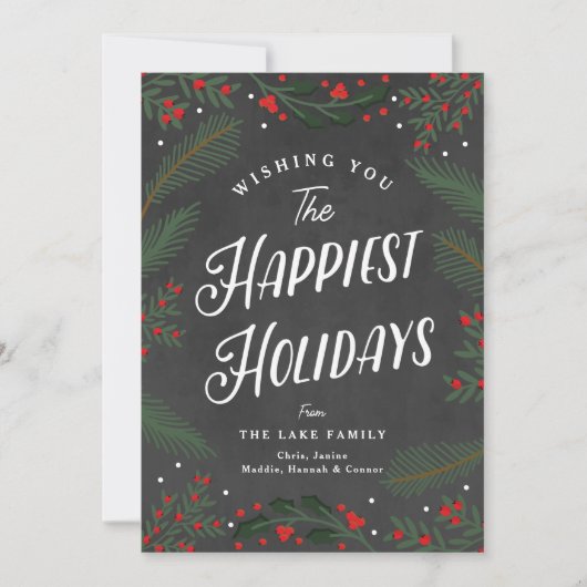 Feestelijke Plaid en groen en Berries Custom Feestdagenkaart (Voorkant)