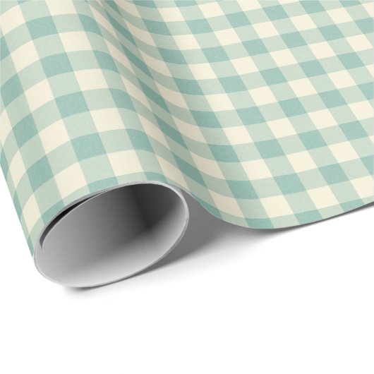 Feestelijke Plaid Gingham Green Pattern Kerstmis Cadeaupapier (Rol Hoek)