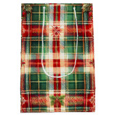 Feestelijke Plaid Kerstcadeau Tas met Sneeuwvlokke Medium Cadeauzakje (Achterkant)