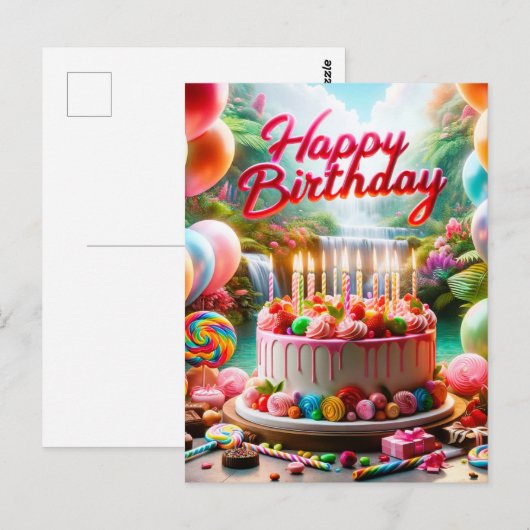 Feestelijke plezier Gelukkige Verjaardag Briefkaart (Voorkant / Achterkant)