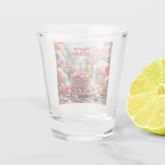 Feestelijke plezier Gelukkige Verjaardag Shot Glas (Achterkant)