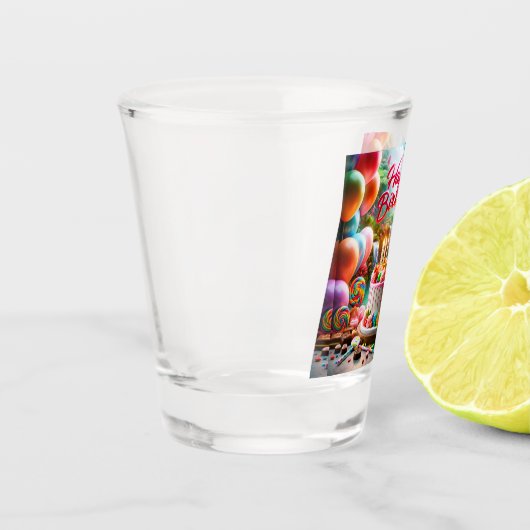 Feestelijke plezier Gelukkige Verjaardag Shot Glas (Links)