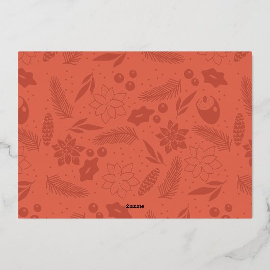 Feestelijke Poinsettia Berry Cream Christmas Folie Feestdagenkaart (Achterkant)