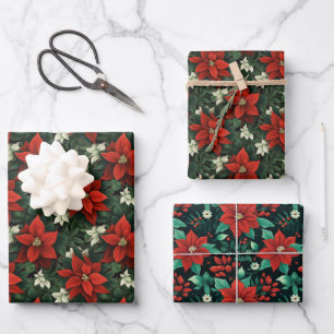 Feestelijke Poinsettia Bliss: Kerst Papier Ontwerp Inpakpapier Vel