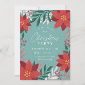 Feestelijke Poinsettia Bloemen Kerstfeest Kaart (Voorkant)