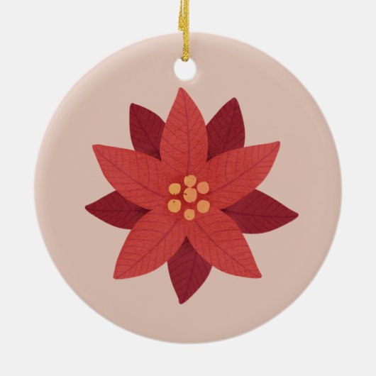 Feestelijke Poinsettia Bloemen Kerstmis Keramisch Ornament (Achterkant)