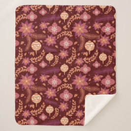 Feestelijke Poinsettia Christmas Sherpa Blanket Deken