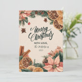 Feestelijke Poinsettia Citrus Feestdagenkaart (Staand voorkant)