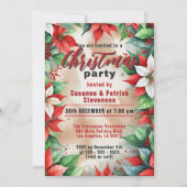 Feestelijke Poinsettia en Holly Berries Kerstmis Kaart (Voorkant)