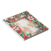 Feestelijke Poinsettia en Holly Berries Kerstmis Notitieblok (Schuin)