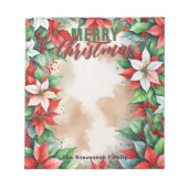 Feestelijke Poinsettia en Holly Berries Kerstmis Notitieblok (Voorkant)