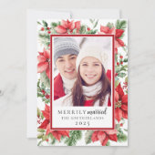 Feestelijke Poinsettia Floral vrolijk getrouwd Win Feestdagenkaart (Voorkant)