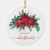 Feestelijke Poinsettia Foto Kerstmis Keramisch Ornament (Voorkant)