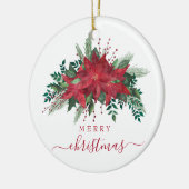 Feestelijke Poinsettia Foto Kerstmis Keramisch Ornament (Links)