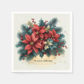 Feestelijke Poinsettia Geboorte Bijbel Verse Decou Servet (Voorkant)
