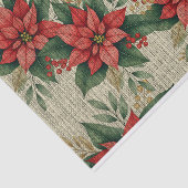 Feestelijke Poinsettia Groene Bladeren Rode Bessen Tissuepapier (Detail)