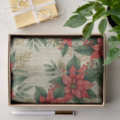 Feestelijke Poinsettia Groene Bladeren Rode Bessen Tissuepapier (Geschenk)