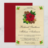  Feestelijke Poinsettia Kerstbruiloft Kaart (Voorkant / Achterkant)
