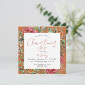 Feestelijke Poinsettia Kerstfeest Script Kaart (Staand voorkant)