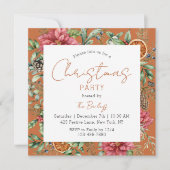 Feestelijke Poinsettia Kerstfeest Script Kaart (Voorkant)