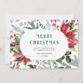 Feestelijke Poinsettia Kerstmis Mistletoe Foto Feestdagenkaart (Voorkant)