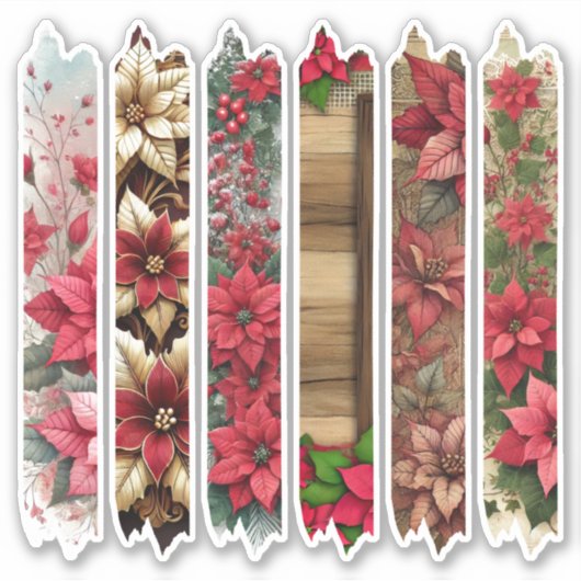 Feestelijke Poinsettia Lijsten Washi Tape Scrapboo Sticker (Voorkant)