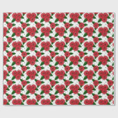 Feestelijke poinsettia-patroon cadeaupapier (Vlak)