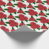 Feestelijke poinsettia-patroon cadeaupapier (Hoek)