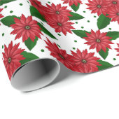 Feestelijke poinsettia-patroon cadeaupapier (Rol Hoek)