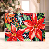 Feestelijke Poinsettias Botanische Kerstmis Feestdagen Kaart