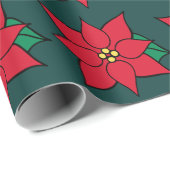 Feestelijke Poinsettias cadeaupapier (Rol Hoek)