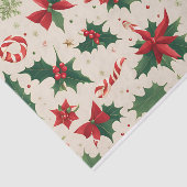 Feestelijke Poinsettias & Candy Cane Kerstweefsel Tissuepapier (Detail)