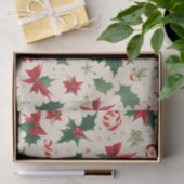 Feestelijke Poinsettias & Candy Cane Kerstweefsel Tissuepapier (Geschenk)