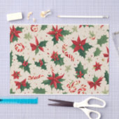 Feestelijke Poinsettias & Candy Cane Kerstweefsel Tissuepapier (Craft)