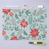 Feestelijke Poinsettia's en Holly Berries Kerstmis Tissuepapier (Craft)