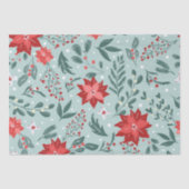 Feestelijke Poinsettia's en Holly Berries Kerstmis Tissuepapier (Voorkant)