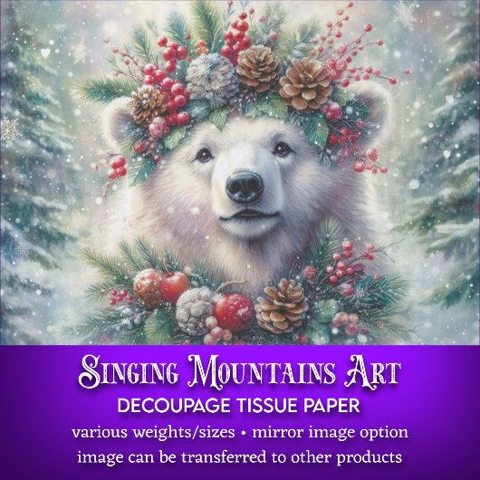 Feestelijke Polar Beer Christmas Craft Decoupage Tissuepapier